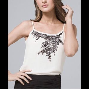 NWOT White House Black Market Ecru/Black Top -  S